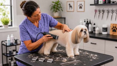 Flatwork en peluquería canina: acabado liso con máquina y cuchillas #4F #5F #7F